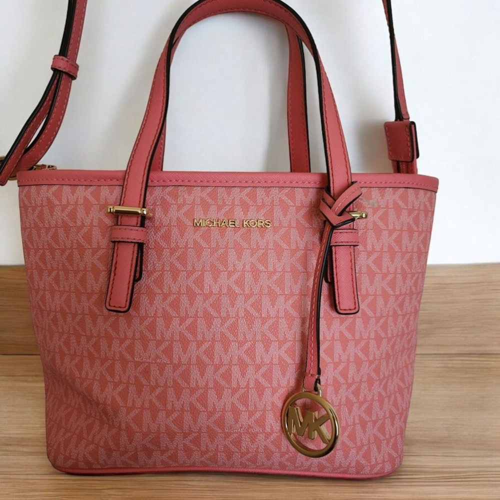 Michael Kors Jet Set Travel Extra-Small Logo Top-Zip Tote Bag Pink